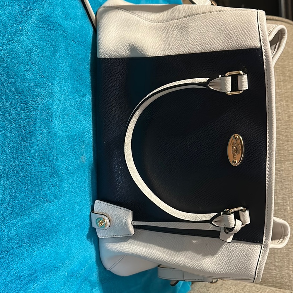 blue and white coach purse/wallet set